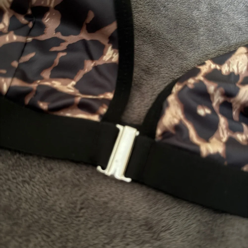 Leopard Print Bralette Triangle Bra Front Closure Sexy Adjustable Straps S - Picture 5 of 6